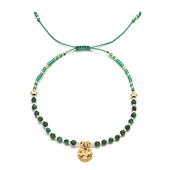 Полосатый Агат Браслет из бисера из натурального полосатого агата/полосчатого агата, регулируемый браслет с плоскими круглыми подвесками