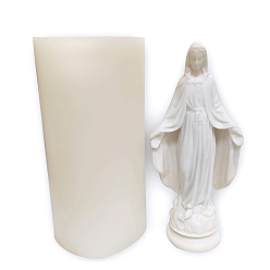 White Virgin Mary Religion Theme DIY Silicone Candle Molds, for Scented Candle Making, Old Lace, 7.5x5.7x14.7cm