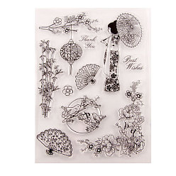 Flower Clear Silicone Stamps, for DIY Scrapbooking, Photo Album Decorative, Cards Making, Stamp Sheets, Sakura Pattern, 21x16cm