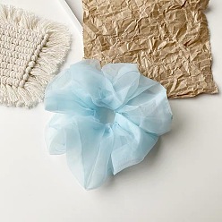 Super Large Organza - Sky Blue Chic Oversized Organza Hair Scrunchie for Girls, Sweet and Elegant French Style Headband with Fairy Mesh Bow Tie