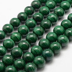 Malachite Natural Malachite Beads Strands, Round, 12mm, Hole: 1mm, about 35pcs/strand, 15.5 inch(39.5cm)