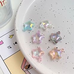 Mixed Color Transparent Acrylic Pendants, Star Charm, Mixed Color, 21x18.5x8.7mm, Hole: 1.8mm