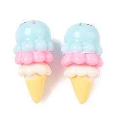 Светло-голубой Непрозрачные кабошоны из смолы, мороженое, светло-голубой, 35.5x18.5 мм