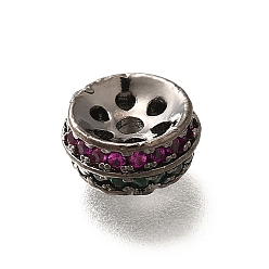 Черный Цвет Металла Латунные микро проложить кубического циркония бусы, круглые, долговечный, без кадмия и без свинца, металлический черный , 8.5x3.5 мм, отверстие : 1.6 мм