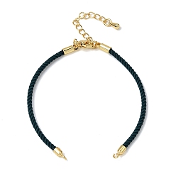 Темно-Зеленый 2мм витой круглый нейлоновый шнур для изготовления браслета, подходит для соединительных шармов, с латунными выводами и 303 застежками из лобстера из нержавеющей стали, реальный 18 k позолоченный, темно-зеленый, 6.22 дюйм (15.8 см)