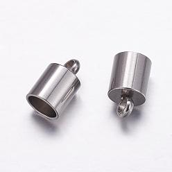 Stainless Steel Color 304 Stainless Steel Cord Ends, Stainless Steel Color, 10x6mm, Hole: 2.3mm, Inner Diameter: 5mm