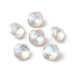 Light Crystal AB K9 Glass Rhinestone Cabochons, Pointed Back & Back Plated, Faceted, Square, Light Crystal AB, 10x10x6mm
