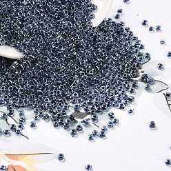 Prussian Blue 12/0 Glass Seed Beads, Transparent Inside Colours Luster, Round Hole, Round, Prussian Blue, 2~2.5x1.5~2mm, Hole: 0.9mm