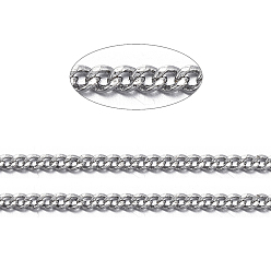Platinum Brass Twisted Chains, Curb Chains, Diamond Cut, Soldered, Faceted, with Spool, Oval, Lead Free & Nickel Free & Cadmium Free, Platinum, 2x1.5x0.45mm, about 301.83 Feet(92m)/roll