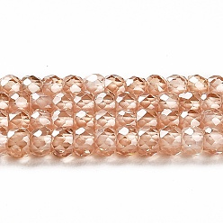 PeachPuff Cubic Zirconia Bead Strands, Faceted Rondelle, PeachPuff, 3x2mm, Hole: 0.6mm, about 164~172pcs/strand, 14.57~14.88 inch(37~37.8cm)
