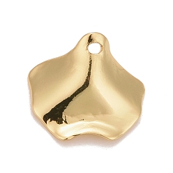 Real 18K Gold Plated Brass Pendants, Cadmium Free & Nickel Free & Lead Free, Long-Lasting Plated, Leaf, Real 18K Gold Plated, 9x10x3mm, Hole: 1mm