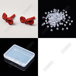 Red 42Pcs Alloy Stud Earring Findings, with Sterling Silver Pins, Bowknot, with Loop, with 84Pcs Plastic Ear Nuts, Red, 8.5x18mm, Hole: 1.6mm, Pin: 1mm