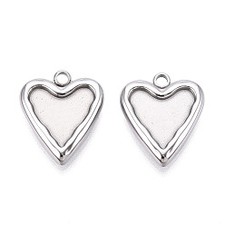Нержавеющая Сталь Цвет 304 подвеска кабошон нержавеющая сталь под эмаль, шарма сердца, цвет нержавеющей стали, лоток : 9.5x8.5 мм, 16x13.5x3 мм, отверстие : 1.8 мм.