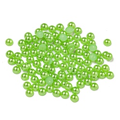 Light Green ABS Plastic Cabochons, Imitation Pearl, Half Round, Light Green, 3x1.5mm, about 10000pcs/bag