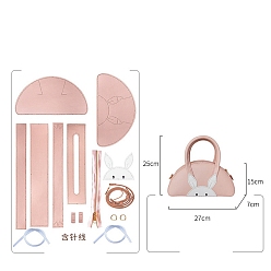 Pink DIY Rabbit Bag Making Kit, Including Cowhide Bag Accessories, Pink, 27x25x7cm