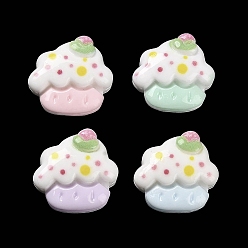 Mixed Color Opaque Reisn Imitation Food Decoden Cabochons, Strawberry Cake, Mixed Color, 14.5x15x6mm