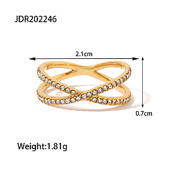 JDR202246 Minimalist Cross-set Diamond Ring - Fashionable, Personalized, Non-fading Ring for Women.