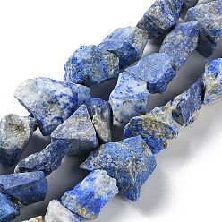 Lapis Lazuli Raw Rough Natural Lapis Lazuli Beads Strands, Nuggets, 4~11x4.5~14.5x4.5~14.5mm, Hole: 0.8mm, about 41~43pcs/strand, 15.35~15.94''(39~40.5cm)