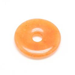 Red Aventurine Donut/Pi Disc Natural Gemstone Pendants, Red Aventurine, 40x5.5mm, Hole: 8mm
