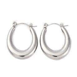 Нержавеющая Сталь Цвет Не тускнеющие 304 массивные овальные серьги-кольца из нержавеющей стали для женщин, цвет нержавеющей стали, 26x20x4 мм, штифты : 0.7 мм