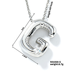 Letter G Ожерелья с подвеской в форме буквы из латуни, прозрачный кубический цирконий, ожерелья в стиле хип-хоп, платина, Буква G, 15.75 дюйм (40 см)