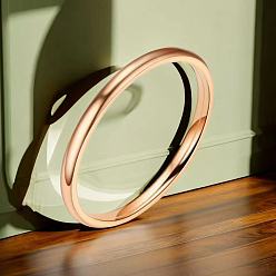 Rose Gold Stainless Steel Plain Band Rings, Rose Gold, US Size 12(21.4mm)