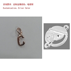 Letter C 925 серебряные шармы, буквы, серебряные, буква С, 9x5x0.75 мм