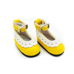 Желтый Кукольная обувь из искусственной кожи, с кружевом, аксессуары для американских кукол, желтые, 50x22x30 мм