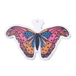 Colorful Opaque Resin Pendants, Animals Butterfly Charms, Colorful, 31x49x2mm, Hole: 1.5mm