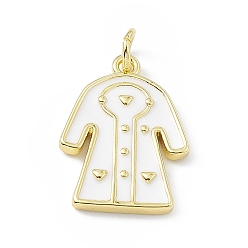 White Rack Plating Brass Enamel Pendants, Long-Lasting Plated, Lead Free & Cadmium Free, Real 18K Gold Plated, Overcoat Charm, White, 19x14x2mm, Hole: 3mm
