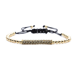 Golden curved pipe Zircon Inlaid Round Bent Pipe Diamond Ball Chain Bracelet - European and American Style