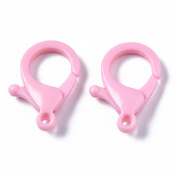 Pink Непрозрачные акриловые застежки в виде когтей лобстера, розовые, 25x18x6 мм, отверстие : 2 мм