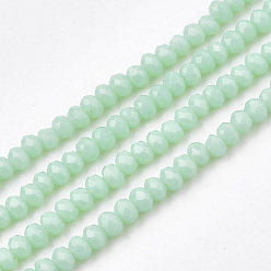 Pale Turquoise Opaque Solid Color Glass Beads Strands, Faceted, Rondelle, Pale Turquoise, 3x2mm, Hole: 0.5mm, about 150~155pcs/strand, 14.96 inch~15.35 inch(38~39cm)