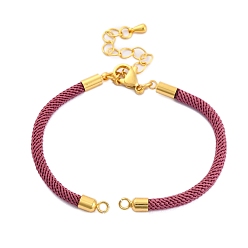 Бледно-фиолетовый Красный Изготовление браслетов из нейлоновых шнуров, подходящих для подвесок с разъемами, с латунными выводами и 304 застежками из лобстера из нержавеющей стали, долговечный, бледно-фиолетовый красный, 6-1/2~6-3/4 дюйм (16.5~17 см), отверстие : 1.8 мм