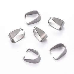 Stainless Steel Color 304 Stainless Steel Snap on Bails, Stainless Steel Color, 9.5x8x4.5mm