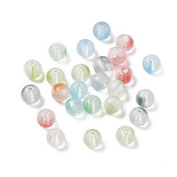 Mixed Color Frosted Glass Beads, Round, Mixed Color, 8x7.5mm, Hole: 1.4mm, about 1481pcs/1000g