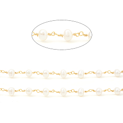 Белый 3.28 ножки латунная цепочка ручной работы из бисера, с натуральным пресноводным жемчугом, долговечный, несварные, круглые, реальный 18 k позолоченный, ссылка: 15x6~7x6~7 mm