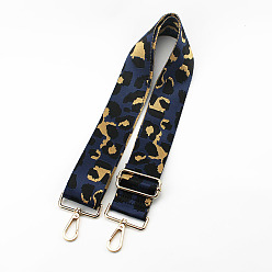 Midnight Blue Leopard Print Pattern Polyester Adjustable Wide Shoulder Strap, with Swivel Clasps, for Bag Replacement Accessories, Light Gold, Midnight Blue, 80~130x5cm