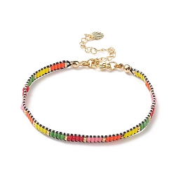 Colorful Handmade Japanese Seed Baided Beaded Bracelet for Women, Colorful, 7-3/8 inch(18.8cm)
