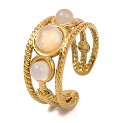 Натуральный Агат Кольца из натурального агата круглые, золотистый тон 304 манжеты из нержавеющей стали для женщин, 10 мм