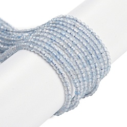 Aquamarine Natural Aquamarine Beads Strands, Faceted, Round, Grade A, 2mm, Hole: 0.5mm, about 216~219pcs/strand, 15.35~15.55 inch(39~39.5cm)