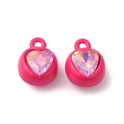 Средний Фиолетово-красный Аэрозольная краска сплава горный хрусталь подвески, без кадмия и без свинца, сердце, средне фиолетовый красный, 12x9x8 мм, отверстие : 1.6 мм