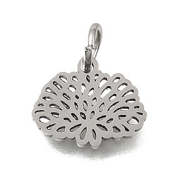 November Chrysanthemum 304 прелести нержавеющей стали, Подвески в виде цветов, символизирующих рождение в двенадцатом месяце., цвет нержавеющей стали, ноябрьская хризантема, 9.5x11x1 мм, отверстие : 3.5 мм