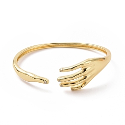 Прозрачный Кубический цирконий браслет-манжета на руку с открытой ладонью, золотые латунные украшения для женщин, прозрачные, внутренний диаметр: 2-1/2 дюйм (6.3 см)