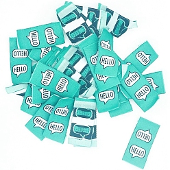 Turquoise Cloth Clothing Labels, for DIY Jeans, Bags, Shoes, Hat Accessories, Rectangle with Word, Turquoise, 20x50mm