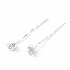 Silver Brass Flower Head Pins, Vintage Decorative for Hair DIY Accessory, Silver, 52mm, Pin: 21 Gauge(0.7mm)