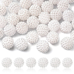 White Imitation Pearl Acrylic Beads, Berry Beads, Combined Beads, Round, White, 12mm, Hole: 1mm