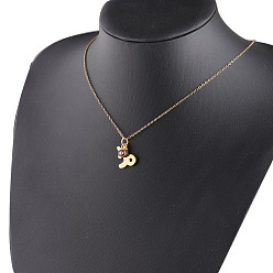 Capricorn Rhinestone Constellation Pendant Necklace, Stainless Steel Jewelry for Women, Golden, Capricorn, 17.72 inch(45cm)