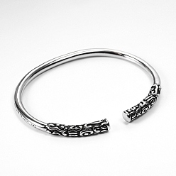Antique Silver Stainless Steel Cuff Bangle, Antique Silver, Inner Diameter: 2-1/2 inch(6.5cm)