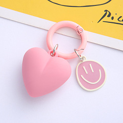 Pink Милый мультяшный улыбающийся металлический брелок в форме сердца для пар и сумок